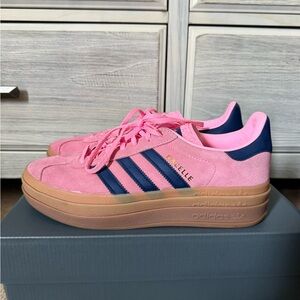 Adidas Gazelle Pink and Navy Platform Sneakers